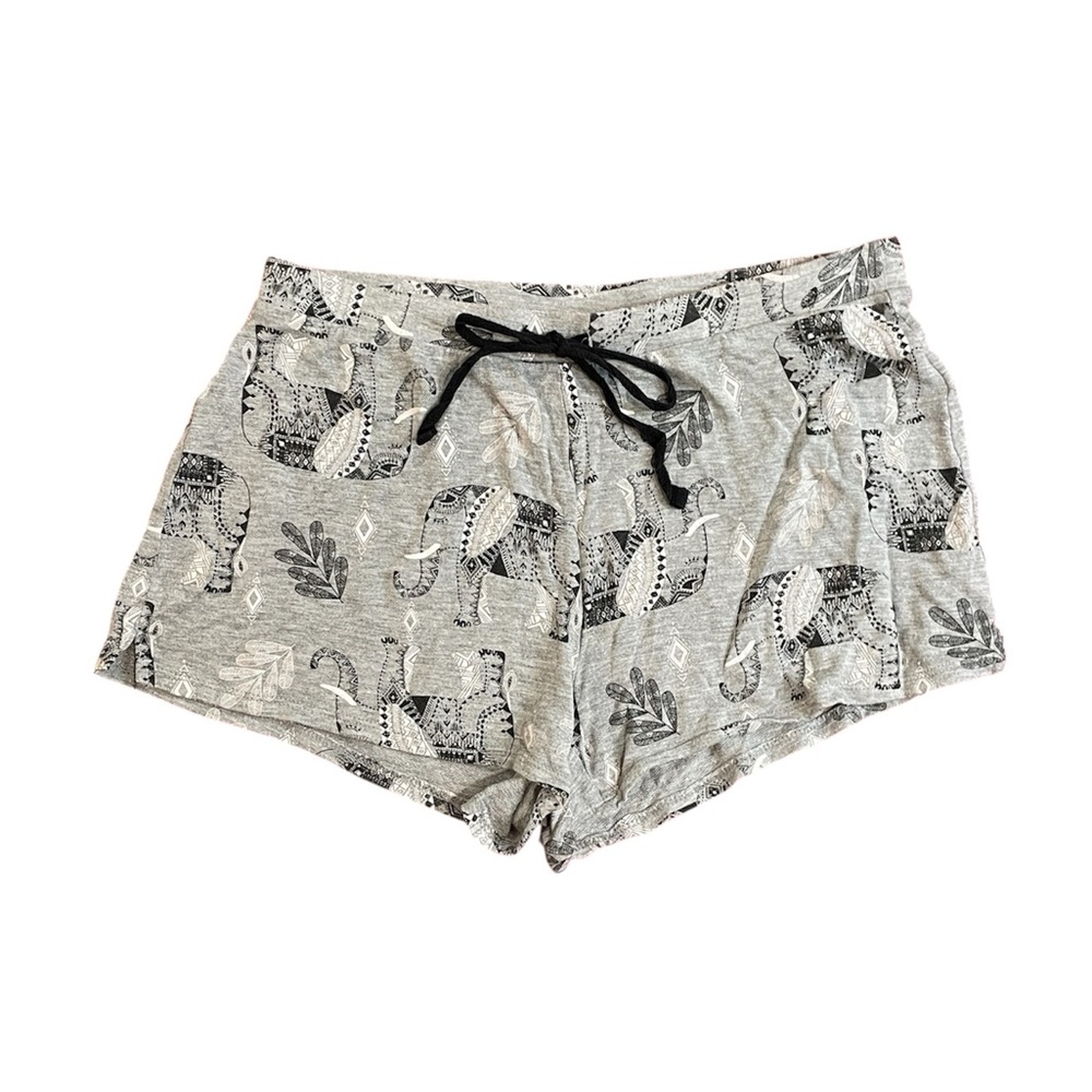 Gray Elephant Print Sleep Shorts